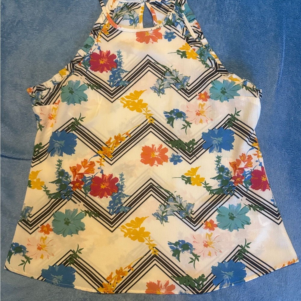 Candie's Multicolor Floral Chevron Tank Top